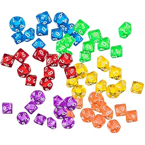 Yiotfandoll 60PCS Polyhedral Dice D10 Dice Game Dice for RPG MTG DND Dice Table Games Board Game (Color 1) Cover