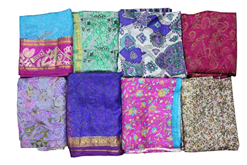 Set of 10 Vintage Silk Sari Scarves for Women – Indian Wrap Shawls, Floral Boho Stoles in Assorted Colors – Lightweight Long Silk Scarves, 70 x 40 Inches