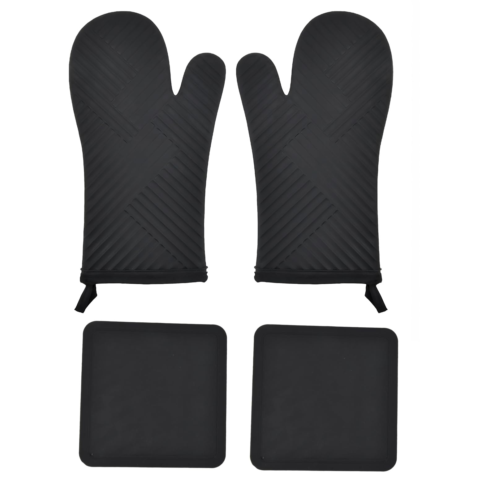Culinavog Black Silicone Oven Mitts Set