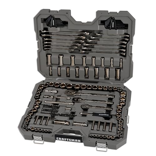 CRAFTSMAN OVERDRIVE 154-Piece Gunmetal Chrome Mechanics Tool Set, Standard SAE/Metric Socket Set, with Hard Case (CMMT99154L)