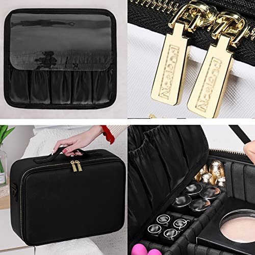 Mallette maquillage LED avec lumière miroir et compartiments ajustables - 4