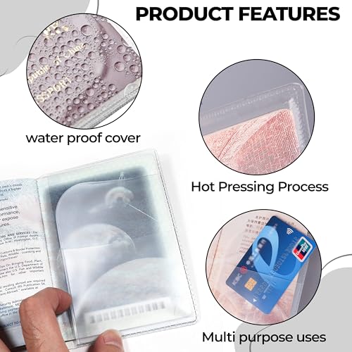 Image of Kraptick Men Polypropylen Passport Cover, Transparent & Waterproof Passport Cover, Passport Coverage Protector with 2 Additional Pockets for Cards & Tickets (Transparent PWC) (Pack of-10)