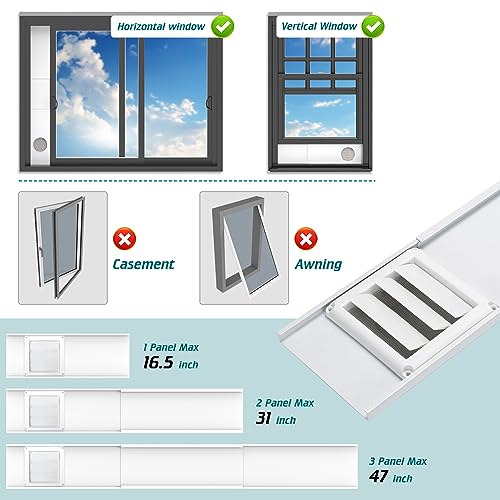 Daisypower Dryer Vent Window Kit, Adjustable Window Vent Kit with Outdoor Dryer Vent Cover,4 Inch Hood for Exhaust Ventilation