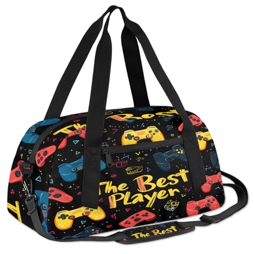 Black Gamepad Kids Duffle Bag Boys Girls Small Sport Dance Gym Bag for Overnight Travel Weekender Carry On3