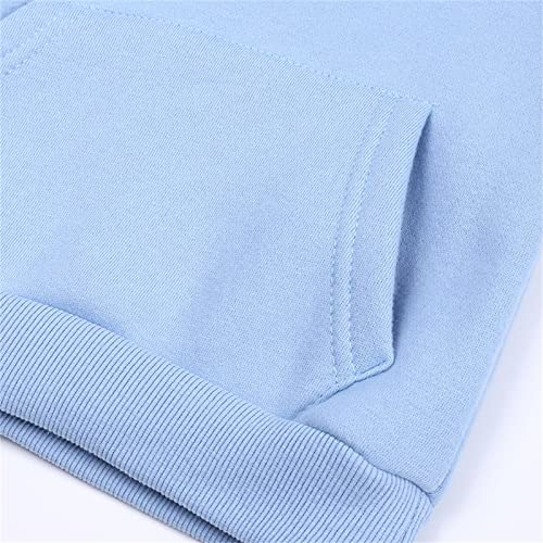 Big Hood Hoodie Solid Casual Fleece Liner Long Sleeve Pullover Toddler Boy Girl Warm Sweatshirt (Light Blue, 8-9 Years)4