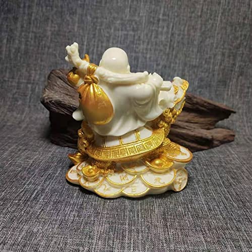 Estatua de Buda Risueño Feng Shui sobre Tortuga y Dragón miniatura 3