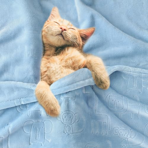 Image of BORITAR Baby Blanket for Boys Girls Ultra Soft Fleece Warm and Lightweight Animal Blankets for Infant Toddler Newborn, 30x40 Inch, Blue