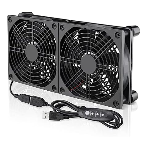 GDSTIME High Airflow 2 x 120mm USB Router Cooling Fan 240mm Case Fan Cooler with Speed Controller For PS4 Xbox TV Box DVR PC Receiver Cover