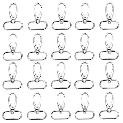 Ziyero 20 piezas Swivel Gatillo Ganchos Gancho de seguridad giratorio fuerte Utilizado para llaveros, correas para perros, colgantes, manualidades decoraciones, proyectos de frisos, etc（Plata）