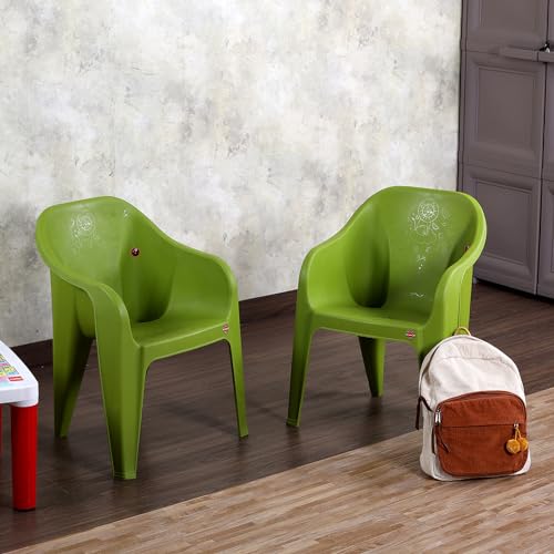 Image of CELLO Plastic Sofa Chair | Kursi | Matt and Gloss Pattern | Chairs for Home, Dining Room, Bedroom, Kitchen, Living Room, Office and Outdoor & Garden | Strong and Sturdy Structure | Green
