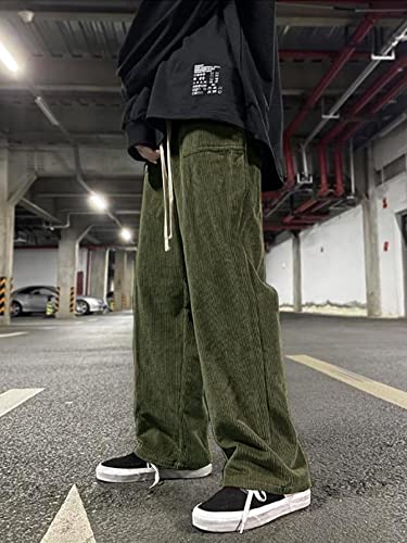 Floerns Men's Loose Fit Corduroy Elastic Waist Slant Pocket Straight Leg Pants3