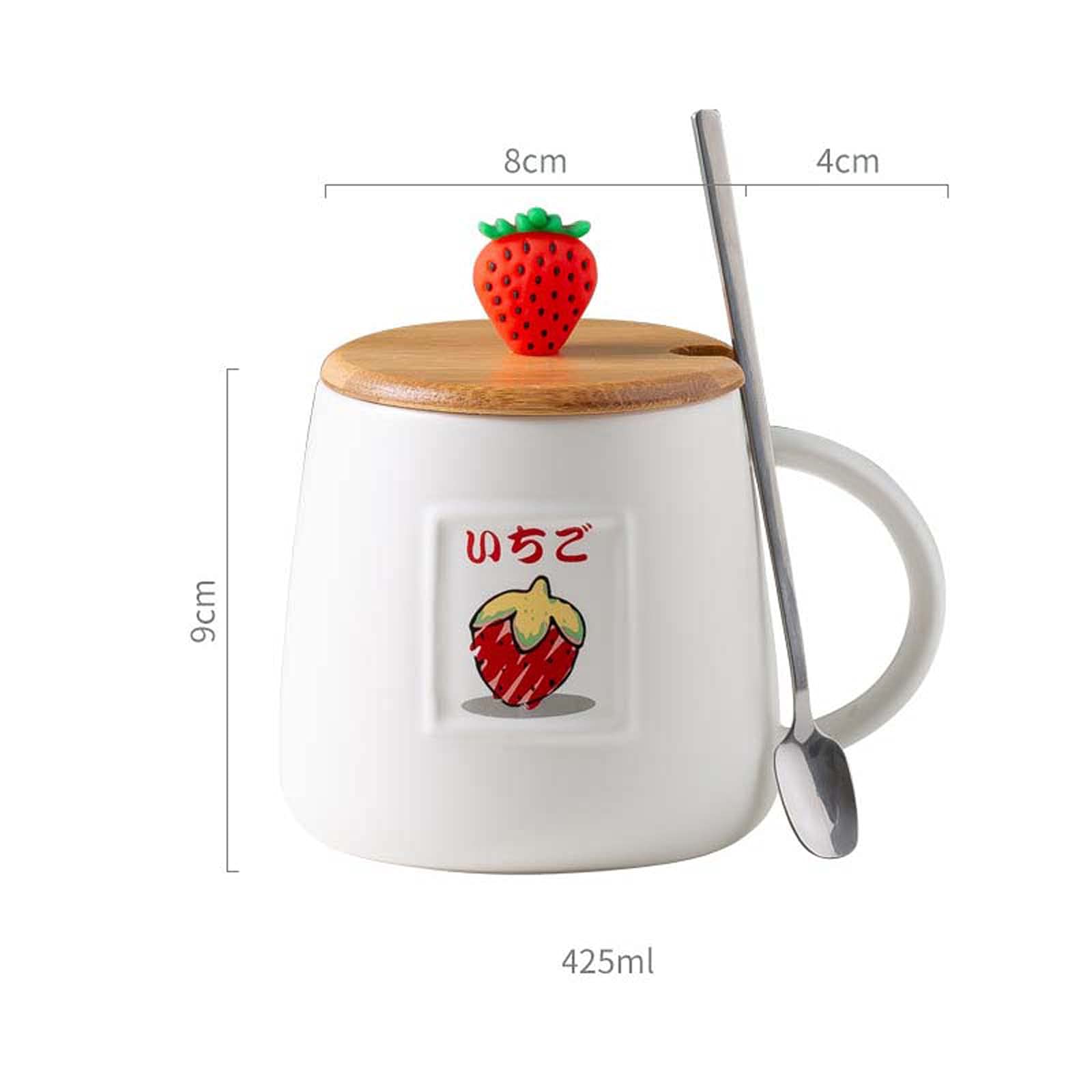 XINGYU Tasse De Cuisine Tasse À Café en Céramique Tasse d'eau avec Couvercle Cuillère avec Poignée 3D Fruits Bureau À Domicile Cadeau d'anniversaire De Noël