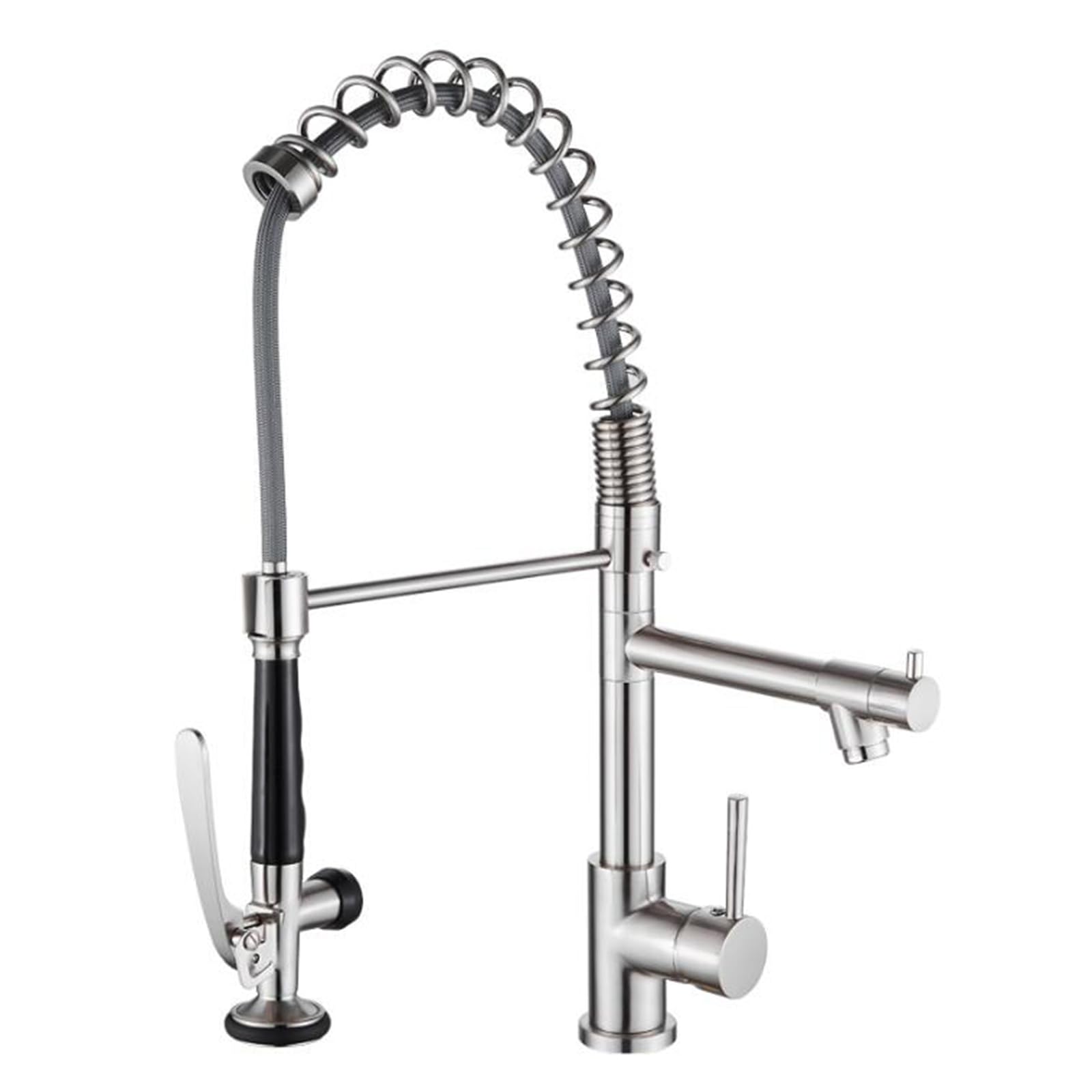 ZYCHSJXA Kitchen Tap Spring Telescopic Sprayer Hot and Cold Water Rotating Brass Flexible Spout-Brushed