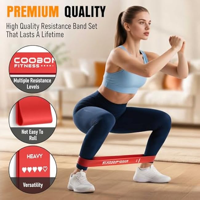 Resistance Bands for Working Out, Exercise Bands Resistance Bands Set with 5 Resistance Levels, Latex Loop Bands for Women Men, Workout Bands for Legs, Glutes, Strength Training, Yoga, Home Gym