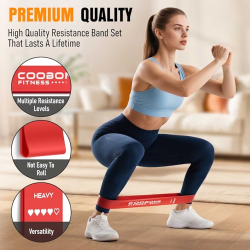Resistance Bands for Working Out, Exercise Bands Resistance Bands Set with 5 Resistance Levels, Latex Loop Bands for Women Men, Workout Bands for Legs, Glutes, Strength Training, Yoga, Home Gym