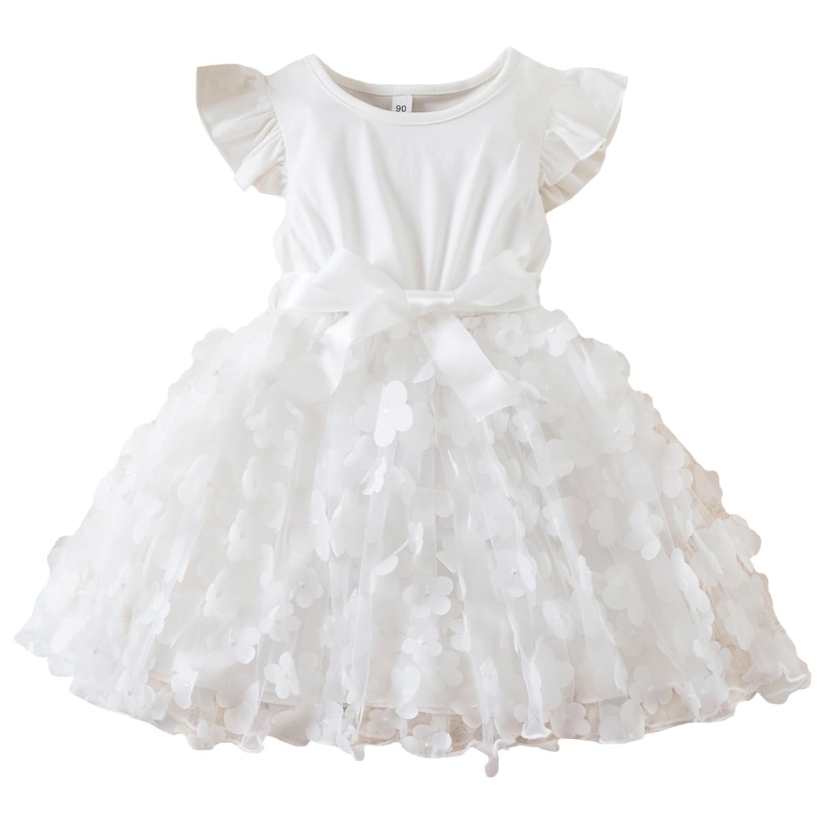 Robe Tutu à Volants Fleurie Ciel étoilé Petite Bébé Fille Robe de Princesse pour Les Fêtes D'été
