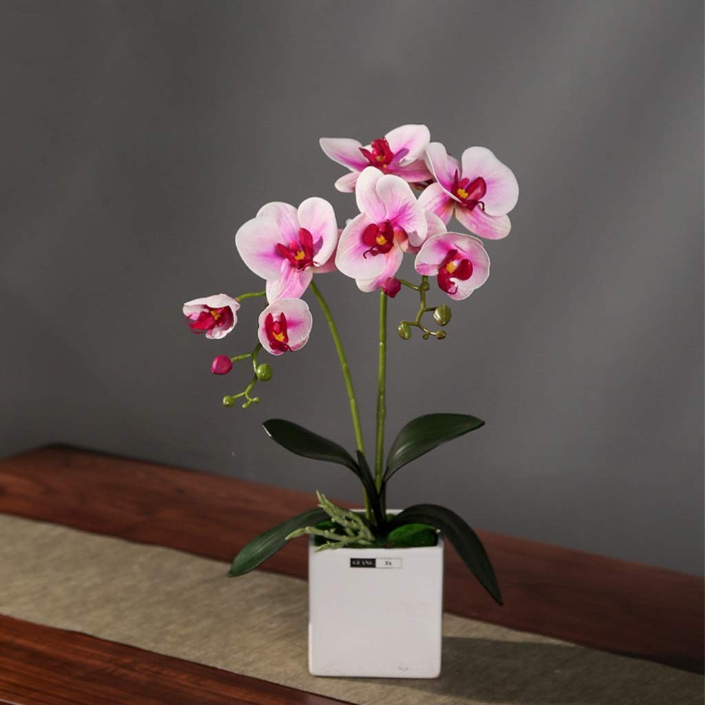 AYCDL Artificial Flower Set, Artificial Orchid with Vase Artificial Flower Fake Flower with Pot Faux Phalaenopsis Bonsai for Living Room Decoration Beautiful Artificial Flowers