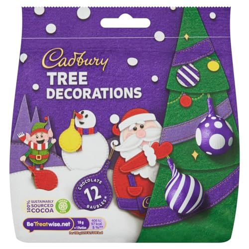 Image of Cadbury Dairy Milk Chocolate Christmas Tree Decorations, Christmas Chocolate, 6 x 72 g (Pack of 6)