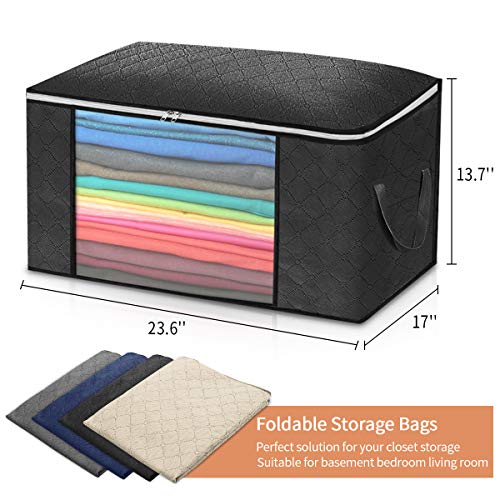 king do way Closet Organizer Clothes Storage Bags Large Capacity Storage Organizers with Reinforced Handle,Stainless Steel Zipper,3 Layer Fabric for Comforters,Bedding,Blankets and Clothing,24 Gallon