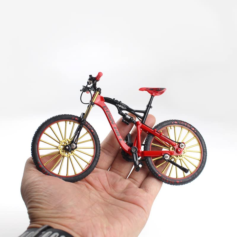 Image of 1:8 Scale Die Cast Racing Bicycle Toy for Kids - Alloy Metal Off-Road Decorative Showpiece with Realistic Design, Moveable and Rotating Handle, Wheels, Pedals (Multicolor)