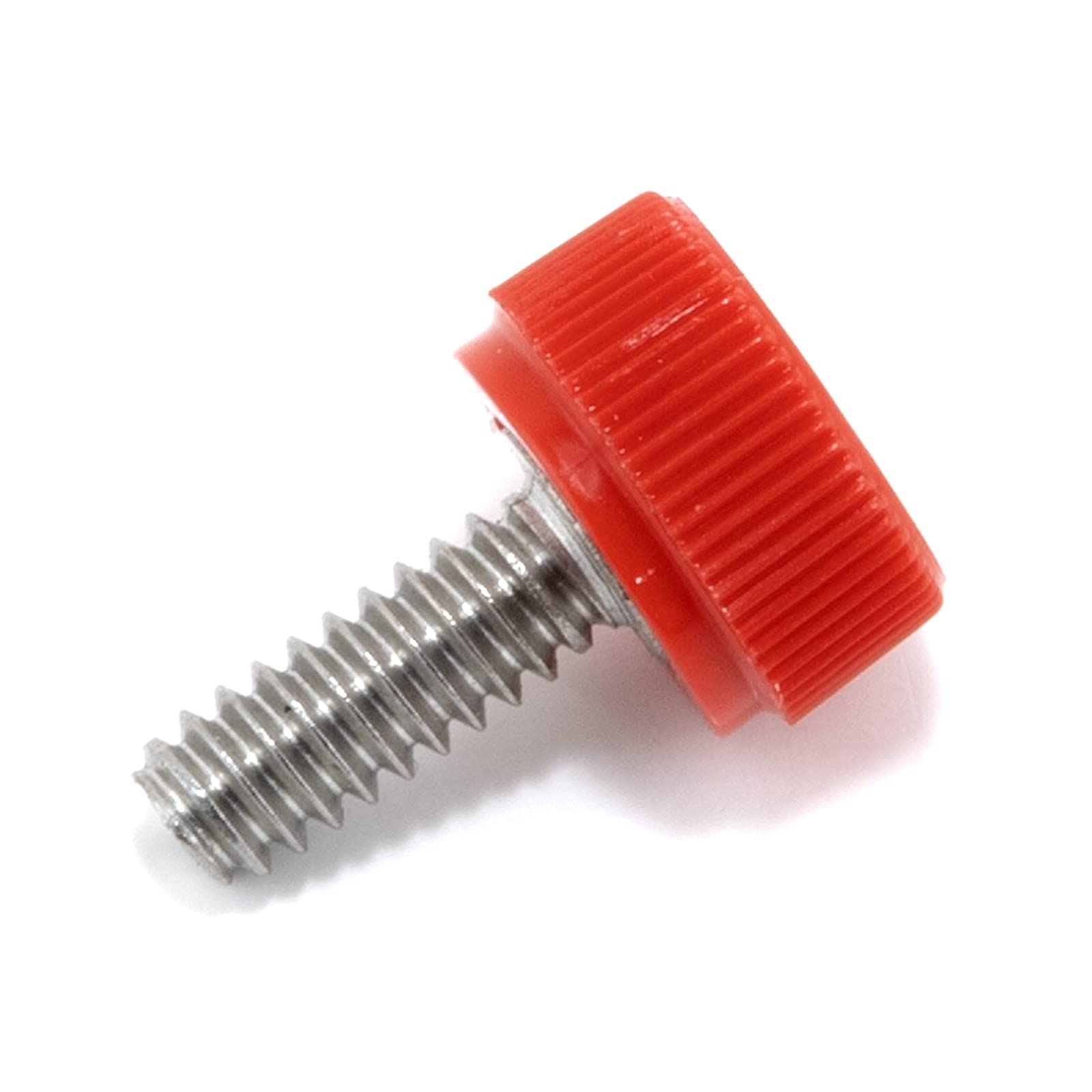 #6-32 x 3/8" Thumb Screw Stainless Steel - Red Knurled Round Plastic Knob - Standard/Coarse Thread Thumbscrew - Length: 0.375" - Proudly Built in USA (Package of 4)