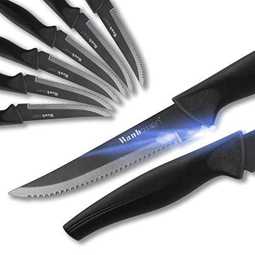Wanbasion 8-Piece Steak Knife Set Dishwasher Safe, Steak Knife Set Stainless Steel, Kitchen