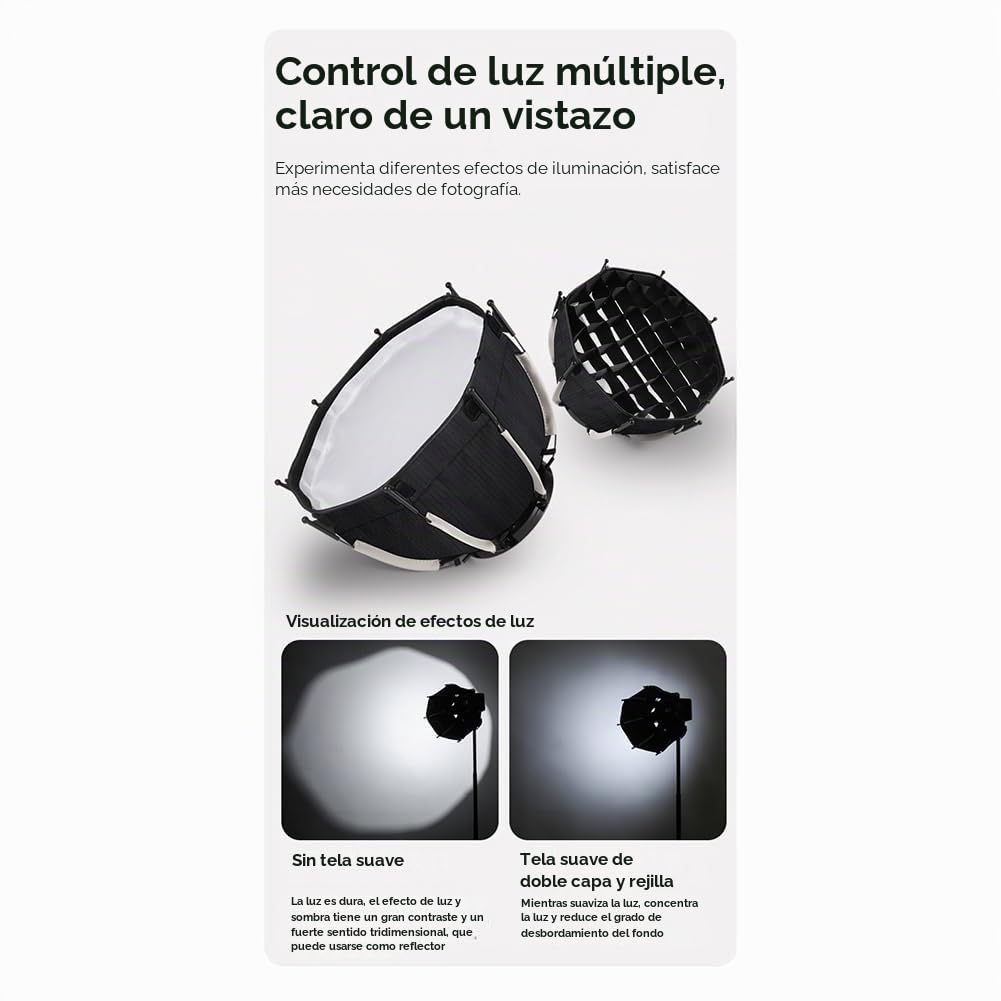 Caja de luz octogonal de 30 cm Mini Bowens Mount Caja de luz de rejilla de de abeja de liberación para estudio de luz de relleno COB ZU60 o M60