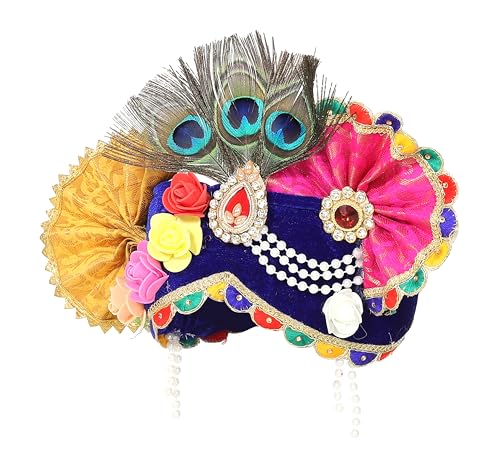 Image of Krishna Dress for Kids, Baby Krishna Dress for Janmashtami with Krishna Mukut, Peacock Feather & Flute Embroidered Krishna Costume for Girl & Boy, 3 Months-8 Years