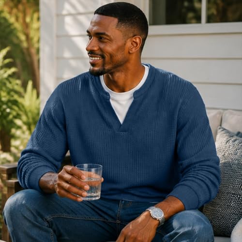 moolBeko Layered Comfort Waffle Tee Men V Neck Layered Comfort Waffle Tee - image 4