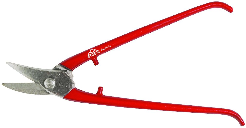 Stubai Silver/Red 267602 Left Curved Tin Snips, 300 Mm