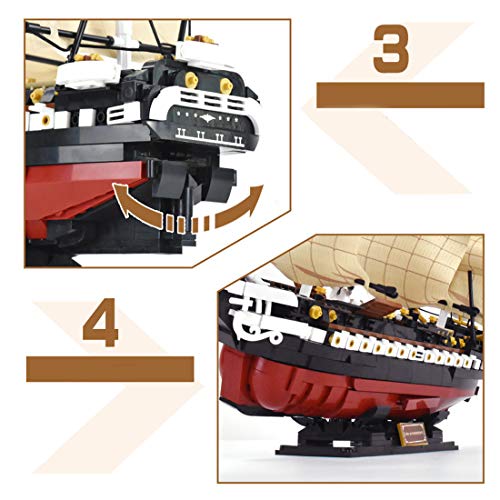 OSoMax Alte Eisenseiten Retro-Segelschiff 1/170 Bausteine Modell, Retro Fregatte Kompatibel mit Lego Piratenschiff… – Bild 7