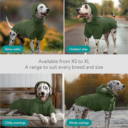Navaris Regenmantel Regenjacke für Hunde - Regenmantel Hund wasserdicht - Hundemantel Hunderegenmantel Regencape aus PU und Polyester - Dog Raincoat - Grün - L