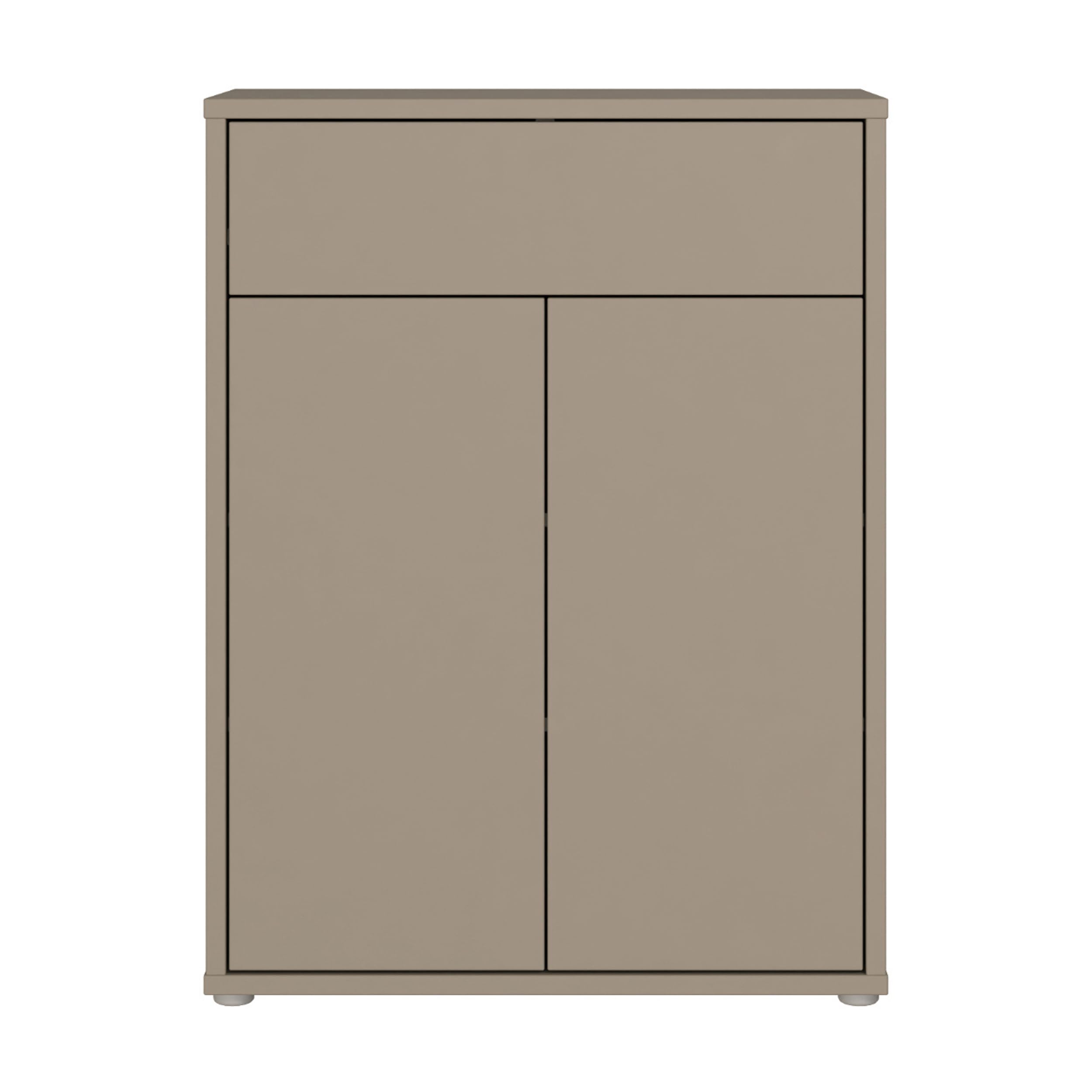 Forte Alice Springs Schuhschrank 70 80, modern-minimalistisch, 2-türig, 1 Schublade, Holzwerkstoff, Taupe, 74,5 cm breit x 99,1 cm hoch x 34,9 cm tief