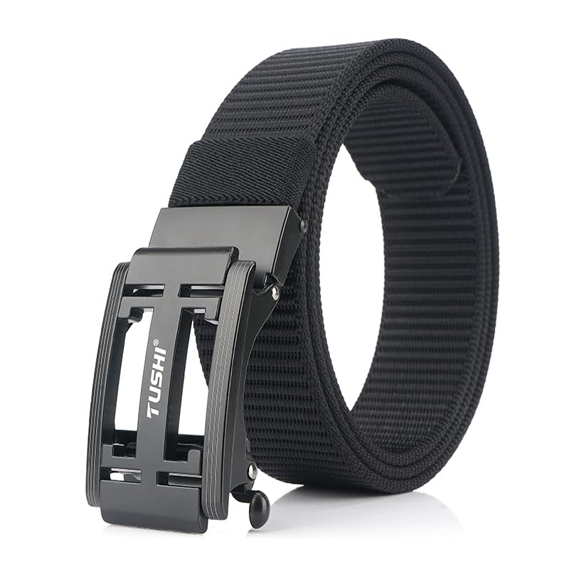 TUSHIRatchet Golf Casual Belt for Men, Nylon Web Tactical Work Belt with Automatic Slide Buckle