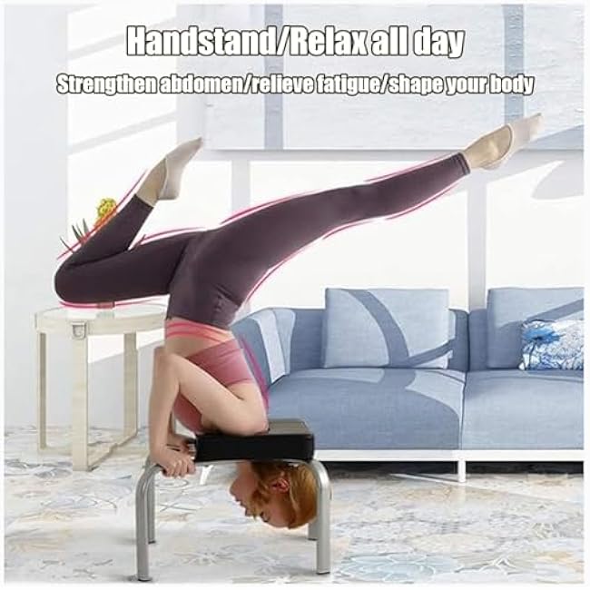 Inverted Stool Fitness,Yoga Headstand Bench,Inverted Artifact Household Yoga Auxiliary Chair,Upside Down Stool with Thick Cushion Multifunctional Indoor Sports Exercise Bench Fitness Equipment