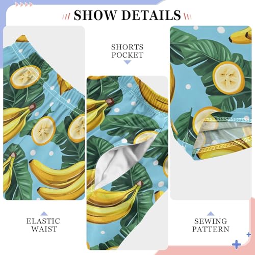 Banana Fruit Green Leaves Pajama Pants Long Sleep Pants Soft Pajama Bottoms With Pockets Loungewear3