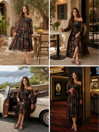 Image of Leriya Fashion Dress for Women | Stylish Western One Piece Dress for Women Short & Long Fit & Flare | Ankle Length Casual Summer Dresses for Beach & Stylish Party Outifits 3 /4 Sleeve