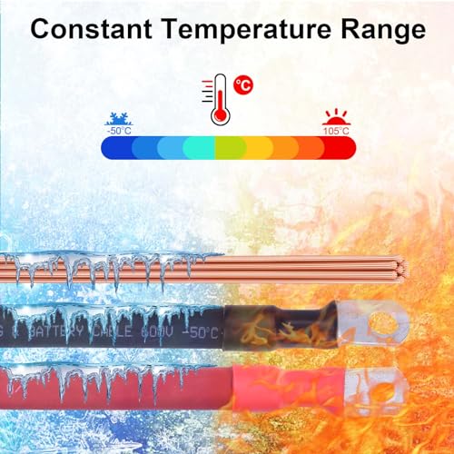 Image of 4 /0 AWG Flexible Battery Cable with 5 /16 inch Terminals - OFC Pure Copper Inverter & Welding Wire for Automotive Solar RV Motorcycle (Red + Black 1FT Pair)