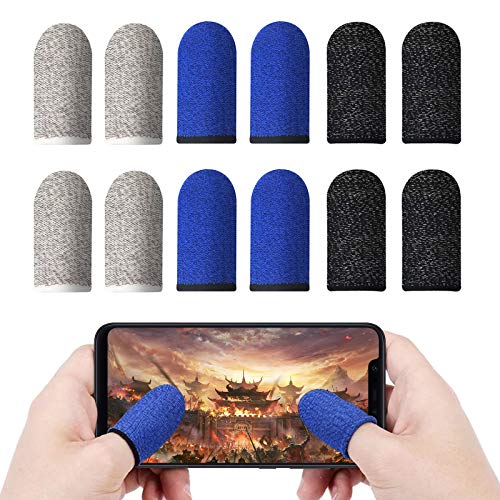 Olymajy 12 Pack PUBG Mobile Game Finger Sleeve Touchscreen Fingerhülse Atmungsaktiv Ultradünn Anti-Sweat Fingerset Empfindliche Shoot- Ziel-Tasten Für Touchscreen-Smartphone-Spiele Cover