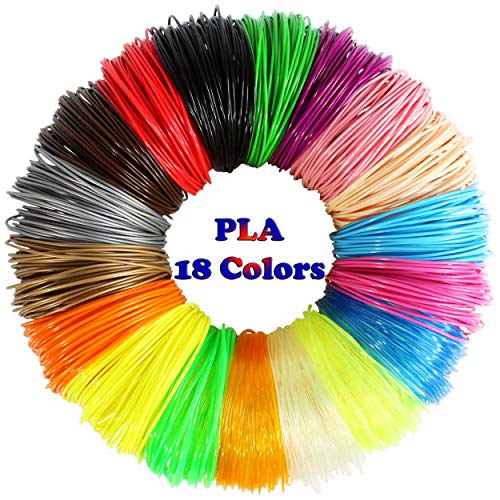 3D Pen/3D Printer Filament, 1.75mm PLA Filament Refills (18 Colors 180 Feet)