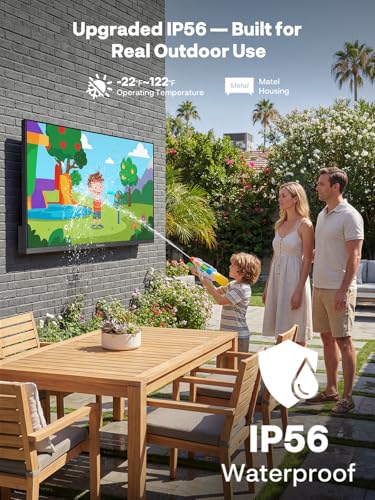 Image of SYLVOX 55'' Outdoor TV, Ultra-Narrow Bezel, Upgraded IP56 Waterproof Smart Google TV for Outside, 2x12W Speakers with Dolby Atmos, 1000 Nits Brightness for Patio, Deck or Partial Sun (Frameless, 2026)