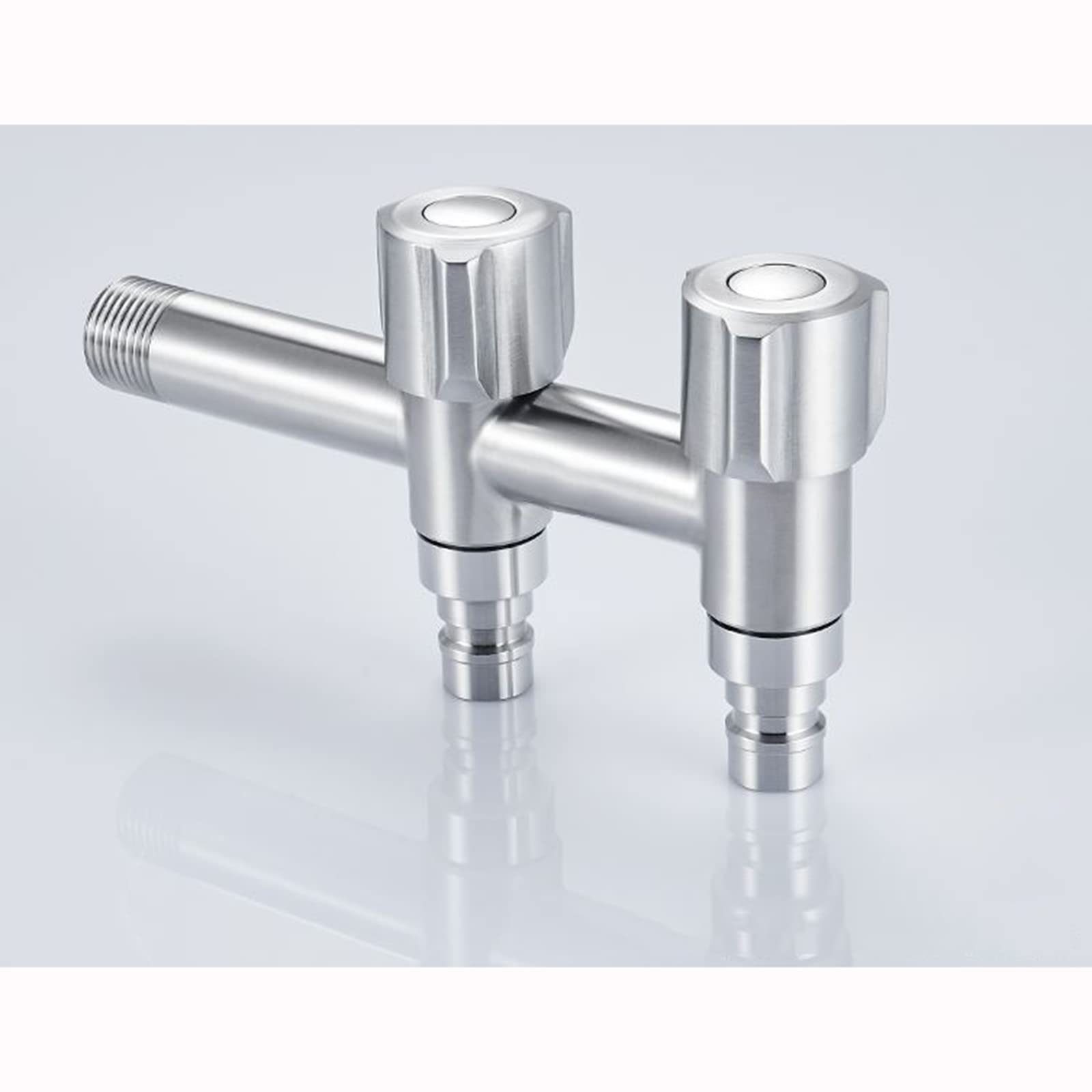 XYNSNDB Grifo de jardín Doble, Grifo de Acero Inoxidable con Salida Doble de 1/2 Pulgadas para Lavadora, grifos de jardín de latón Cepillado para Exteriores