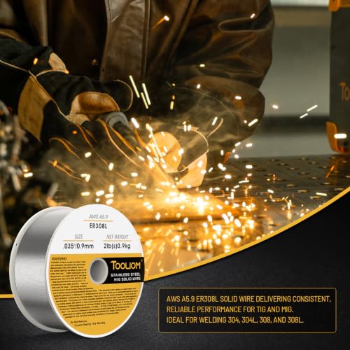 Image of TOOLIOM ER308L 0.035 inch Stainless Steel MIG Welding Wire 2LB | Low carbon prevents corrosion, ideal for 304 /304L stainless steel