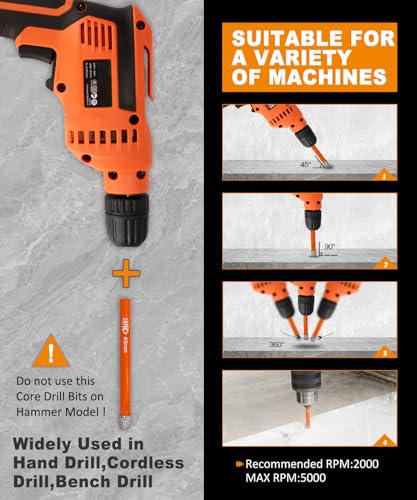 Dry Diamond Drill Bit Set,BGTEC 10pcs 6mm Hole Saw for Granite,Marble,Masonry, Concrete, Tile/Ceramic, Glass, Hard Plastic,Vacuum Brazed Diamond Core Drill Bit Kit 5 Dry Diamond Drill Bit Set,BGTEC 10pcs 6mm Hole Saw for Granite,Marble,Masonry, Concrete, Tile/Ceramic, Glass, Hard Plastic,Vacuum Brazed Diamond Core Drill Bit Kit - Image 5