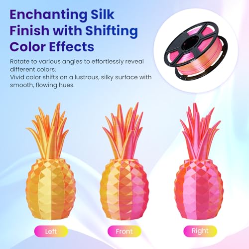 Image of FLASHFORGE Silk Bi-Color PLA Filament 1.75mm, Coextrusion Pink Yellow Dual Color Multicolor 3D Printer Filament, Enchanting Silk Finish with 360 Multicolor Shifting Color Effect