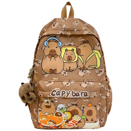 SKIPTHYBER Cartoon Backpack Kids Capybara Schoolbag ajustável Straps, mochila escolar Kawaii Bookbag mochila de grande capacidade Backpack Kids School Bookbag Travel Laptop bag presente para crianças