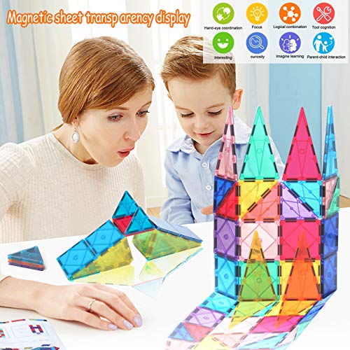 HOMOFY Kids Magnet TilesToys 60Pcs Oversize 3D Magnetic Building Blocks Tiles Set,Inspirational Educational Toys for 3 4 5 6 Year Old Boys Gilrs Gifts - Thumbnail 2