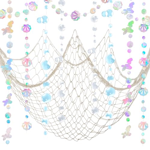 ZERODECO Mermaid Party Decorations - Iridescent Garland, Natural ...