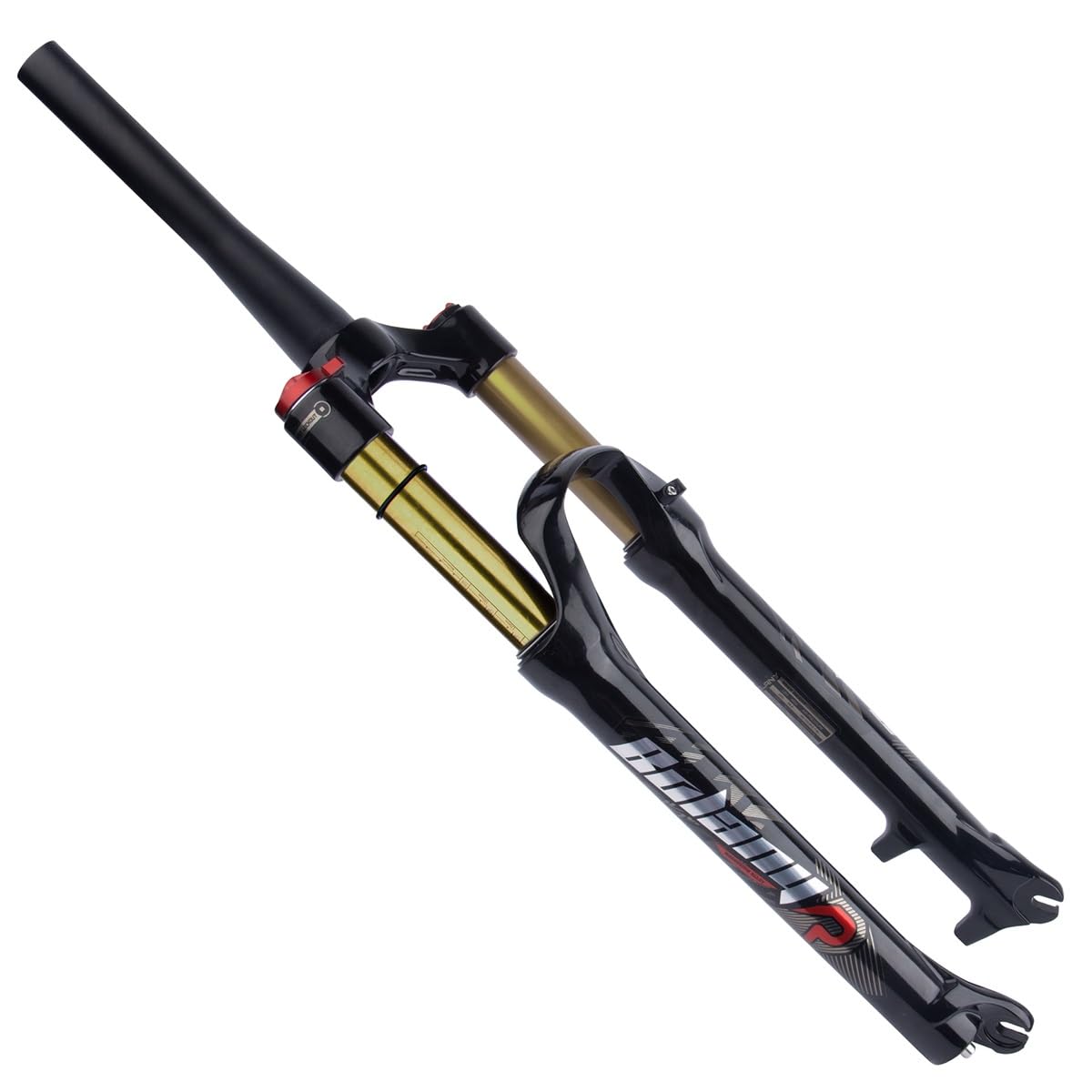 MTB rower widelec amortyzowany pneumatycznie 1 1/8 cala stożkowa rura górska widelce amortyzowane 26 27,5 29 cali skok sprężyny 120 mm oś QR 9 mm 100 mm ręczna blokada z pilotem zdalnego sterowania