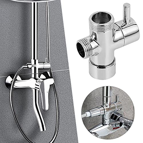 3-Wege Umschaltventil, Umstellventil Dusche, Wasserhahnadapter Badezimmer Ventil Chrom poliert 3/4 1/2 Zoll T-Adapter für Waschbecken Bad Duschspray Küche